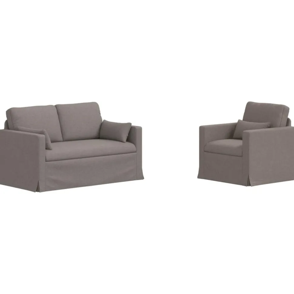 vidaXL Bankstel 2 pcs Taupe 139 x 78 x 80 cm Stof