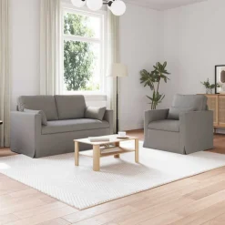 vidaXL Bankstel 2 pcs Taupe 139 x 78 x 80 cm Stof