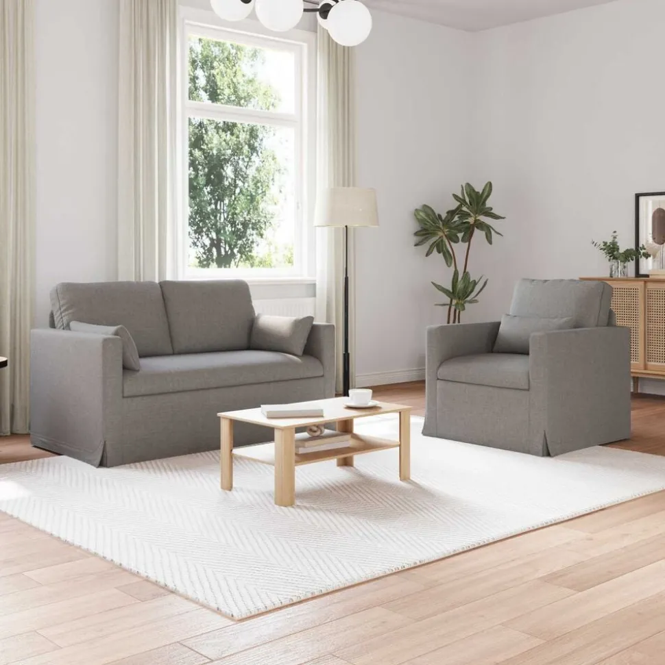 vidaXL Bankstel 2 pcs Taupe 139 x 78 x 80 cm Stof