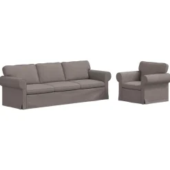 vidaXL Bankstel 2 pcs Taupe 245 x 82 x 80 cm Stof