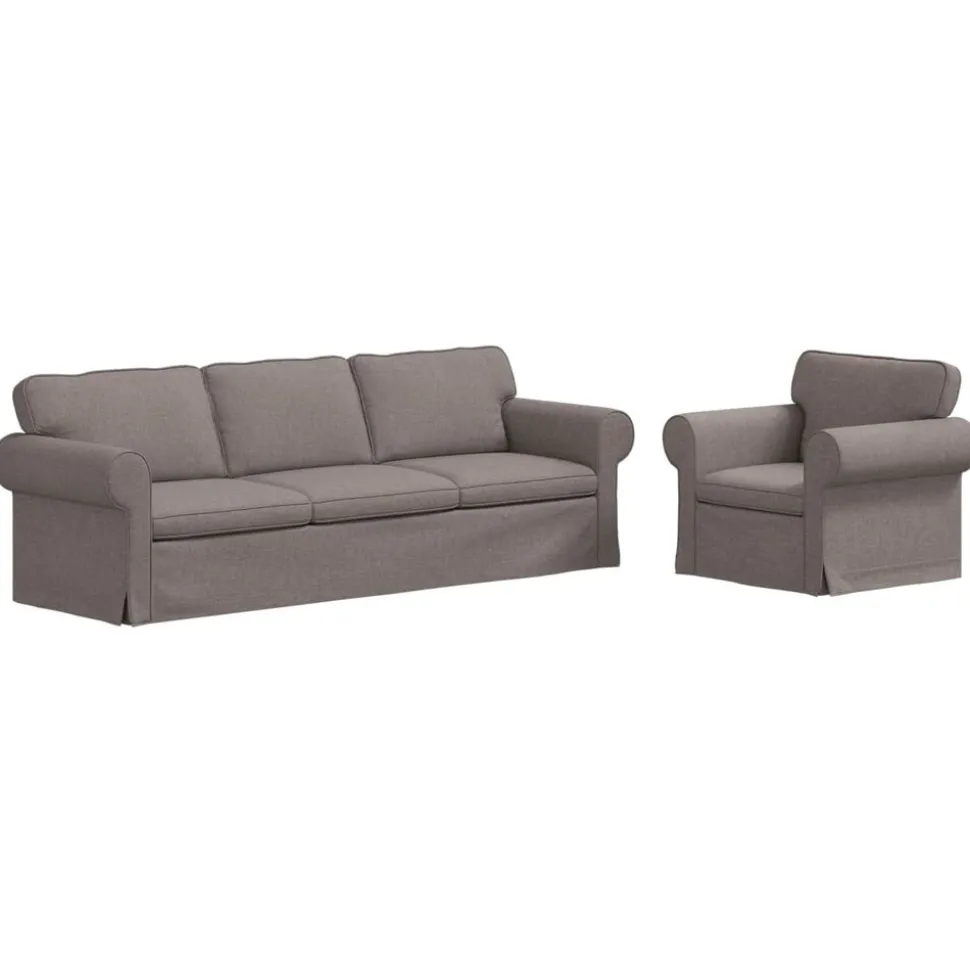 vidaXL Bankstel 2 pcs Taupe 245 x 82 x 80 cm Stof