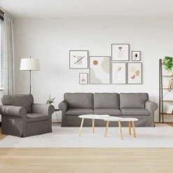 vidaXL Bankstel 2 pcs Taupe 245 x 82 x 80 cm Stof