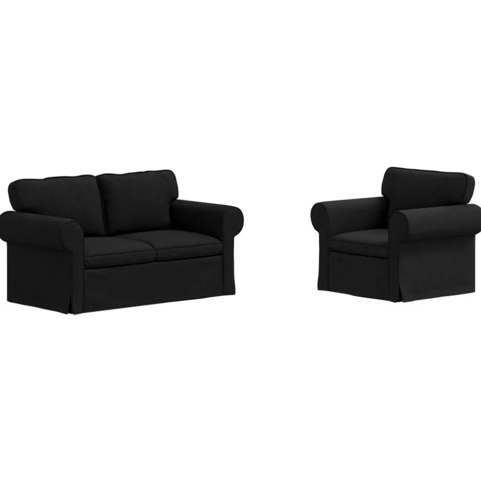 vidaXL Bankstel 2 pcs Zwart 155 x 82 x 80 cm Stof