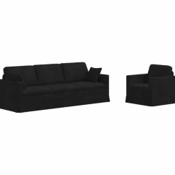vidaXL Bankstel 2 pcs Zwart 228 x 78 x 80 cm Fluweel