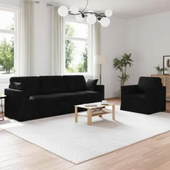 vidaXL Bankstel 2 pcs Zwart 228 x 78 x 80 cm Fluweel