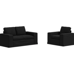 vidaXL Bankstel 2 pcs Zwart 162 x 80 x 82 cm Stof