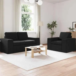 vidaXL Bankstel 2 pcs Zwart 162 x 80 x 82 cm Stof