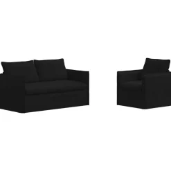 vidaXL Bankstel 2 pcs Zwart 156 x 82 x 85 cm Stof