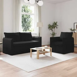 vidaXL Bankstel 2 pcs Zwart 156 x 82 x 85 cm Stof