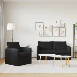 vidaXL Bankstel 2 pcs Zwart 156 x 82 x 85 cm Stof
