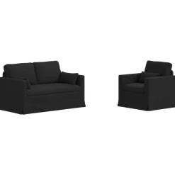 vidaXL Bankstel 2 pcs Zwart 139 x 78 x 80 cm Stof