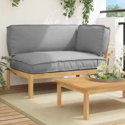 vidaXL Bankstel met kussen Grijs 133 x 92 x 69 cm Massief Acaciahout