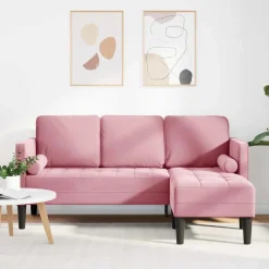 vidaXL Bankstel met kussen Roze Polyester