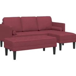 vidaXL Bankstel met kussen 2 pcs Wijnrood Polyester