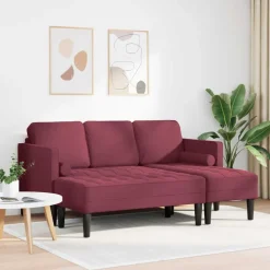 vidaXL Bankstel met kussen 2 pcs Wijnrood Polyester