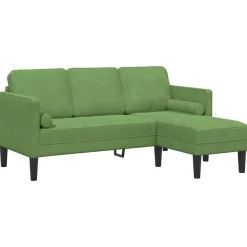 vidaXL Bankstel met kussen Lichtgroen Polyester