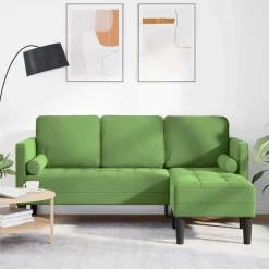 vidaXL Bankstel met kussen Lichtgroen Polyester