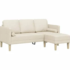 vidaXL Bankstel met kussen Linnen Polyester