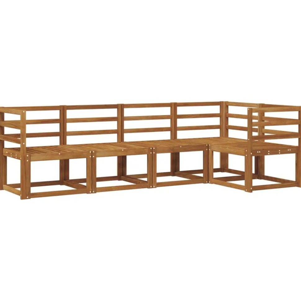 vidaXL Bankstel met kussen 5 pcs Natuurlijk en Antraciet
