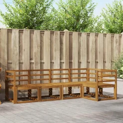 vidaXL Bankstel met kussen 5 pcs Natuurlijk en Antraciet
