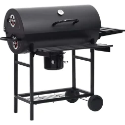vidaXL Barbecuevat met wielen en schappen 115x85x95 cm staal zwart