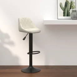 vidaXL Barkruk fluweel crèmekleurig