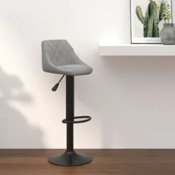 vidaXL Barkruk fluweel lichtgrijs