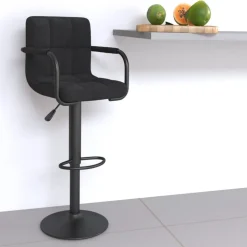 vidaXL Barkruk fluweel zwart