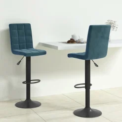 vidaXL Barkrukken 2 st fluweel blauw