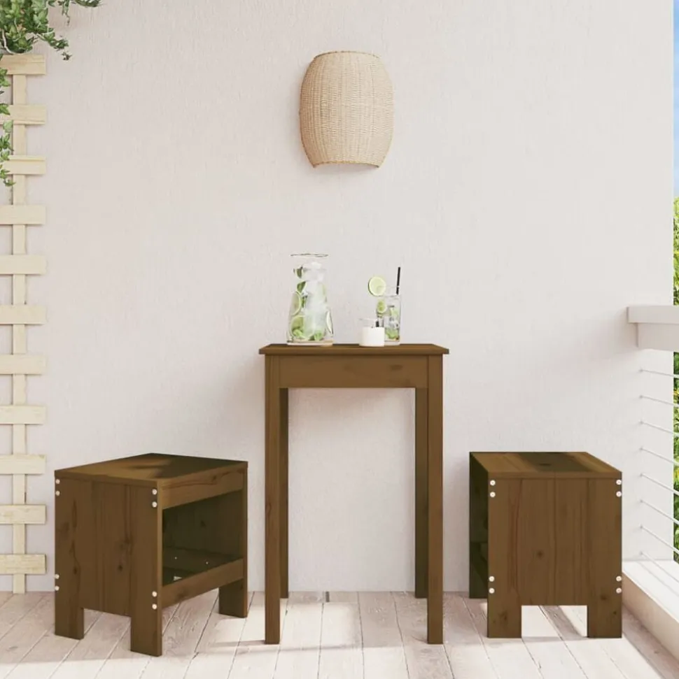 vidaXL Barkrukken 2 st 40x36x45 cm massief grenenhout honingbruin