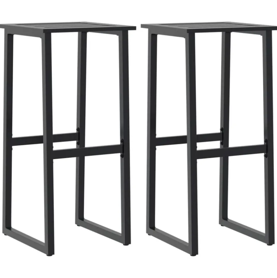 vidaXL Barkrukken 2 st 38x38x80 cm gepoedercoat staal zwart