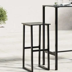 vidaXL Barkrukken 2 st 38x38x80 cm gepoedercoat staal zwart