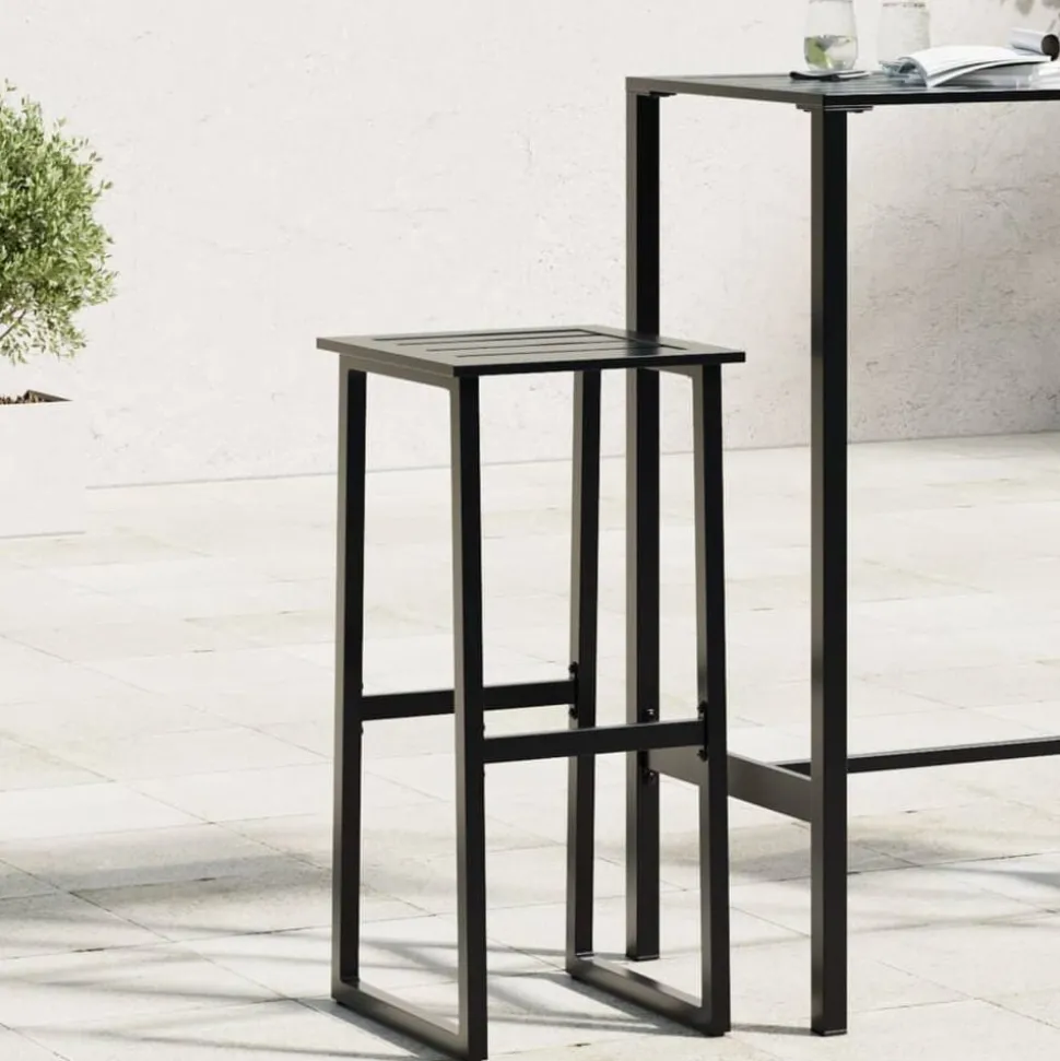 vidaXL Barkrukken 2 st 38x38x80 cm gepoedercoat staal zwart