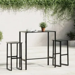 vidaXL Barkrukken 2 st 38x38x80 cm gepoedercoat staal zwart