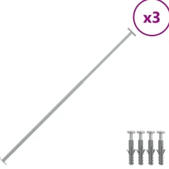 vidaXL Barrièrestangen verstelbaar 3 st 710-1200 mm