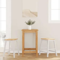 vidaXL Barstoelen 2 st massief hout wit