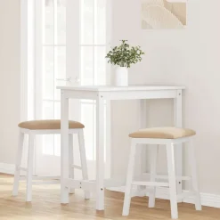 vidaXL Barstoelen met kussens 2 st massief hout rubber wit