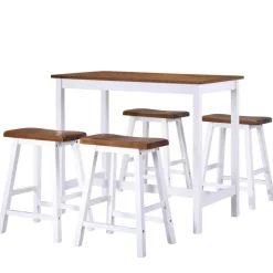 vidaXL Bartafel- en krukkenset massief hout 5-delig