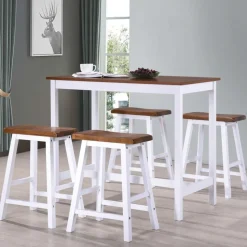 vidaXL Bartafel- en krukkenset massief hout 5-delig