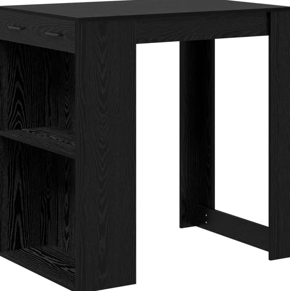 vidaXL Bartafel met lade Zwart Eiken 102 x 70 x 103,5 cm Bewerkt hout