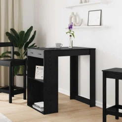 vidaXL Bartafel met lade Zwart Eiken 102 x 70 x 103,5 cm Bewerkt hout