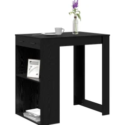 vidaXL Bartafel met lade Zwart Eiken 102 x 70 x 103,5 cm Bewerkt hout