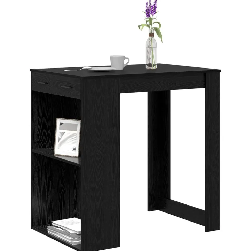 vidaXL Bartafel met lade Zwart Eiken 102 x 70 x 103,5 cm Bewerkt hout