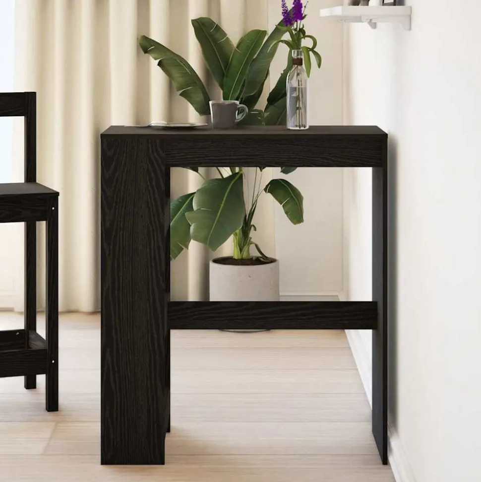 vidaXL Bartafel met rekken Zwarte eik 90x40x103,5 cm bewerkt hout