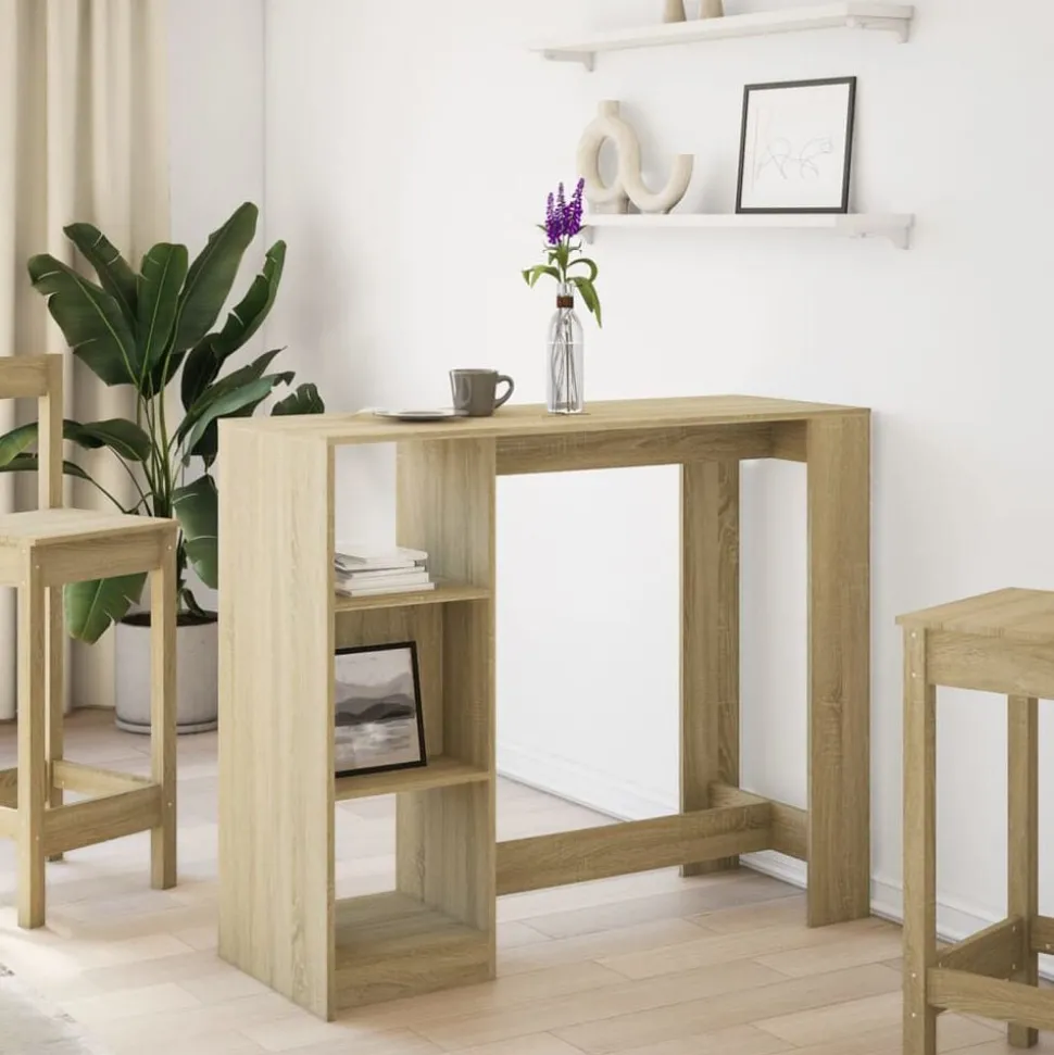vidaXL Bartafel met schap 124x46x103,5 cm hout sonoma eikenkleur