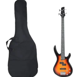 vidaXL Basgitaar voor beginners elektrisch met tas 4/4 46" bruin zwart