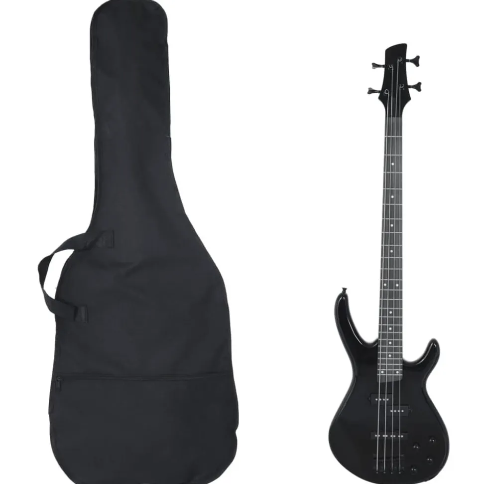 vidaXL Basgitaar voor beginners elektrisch met tas 4/4 46" zwart