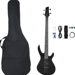 vidaXL Basgitaar voor beginners elektrisch met tas 4/4 46" zwart