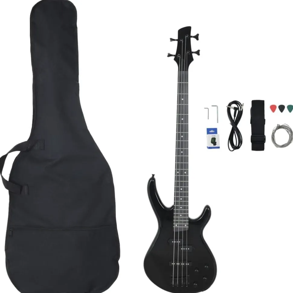 vidaXL Basgitaar voor beginners elektrisch met tas 4/4 46" zwart