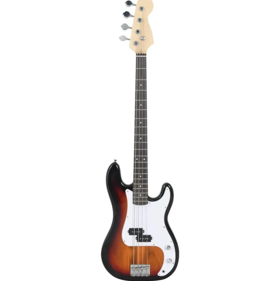 vidaXL Basgitaar voor beginners elektrisch met tas 4/4 46" bruin wit
